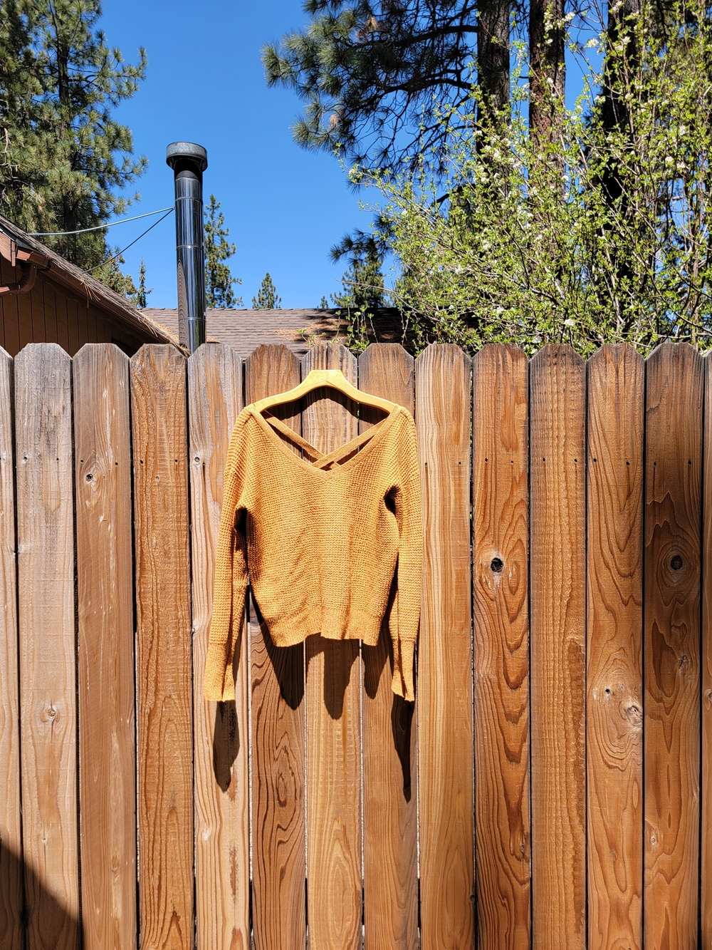 Orange Crisscross Back V-Neck Sweater